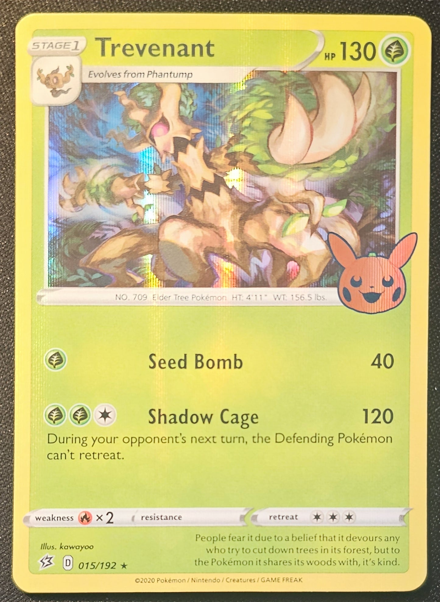 Pokemon Trevenant - 015/192 (Stamped Holo) 2020 Trick or Trade