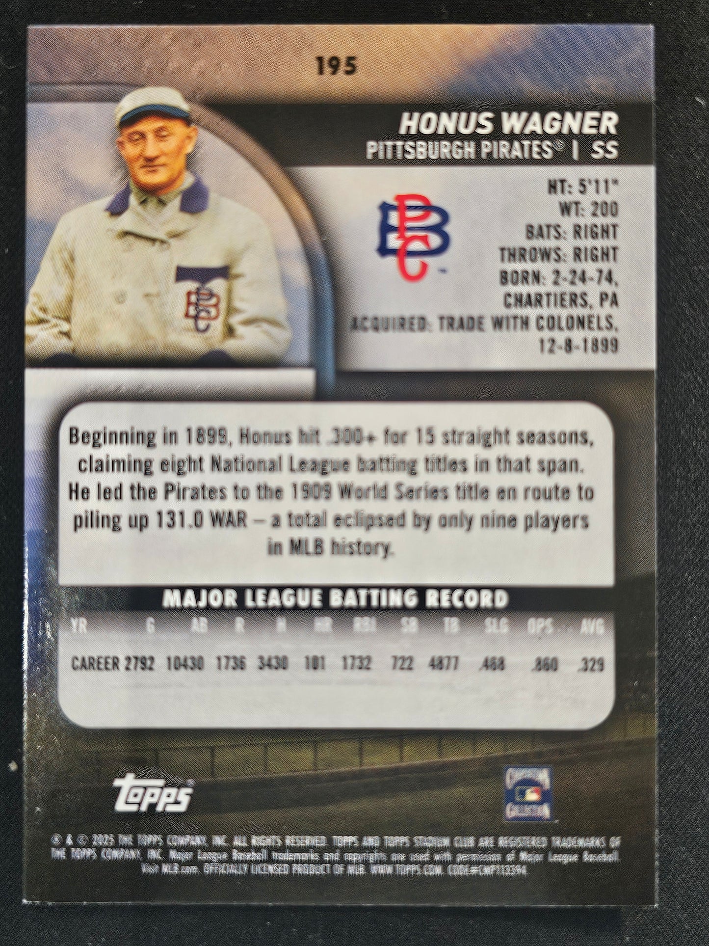 2025 Stadium Club #195 Honus Wagner