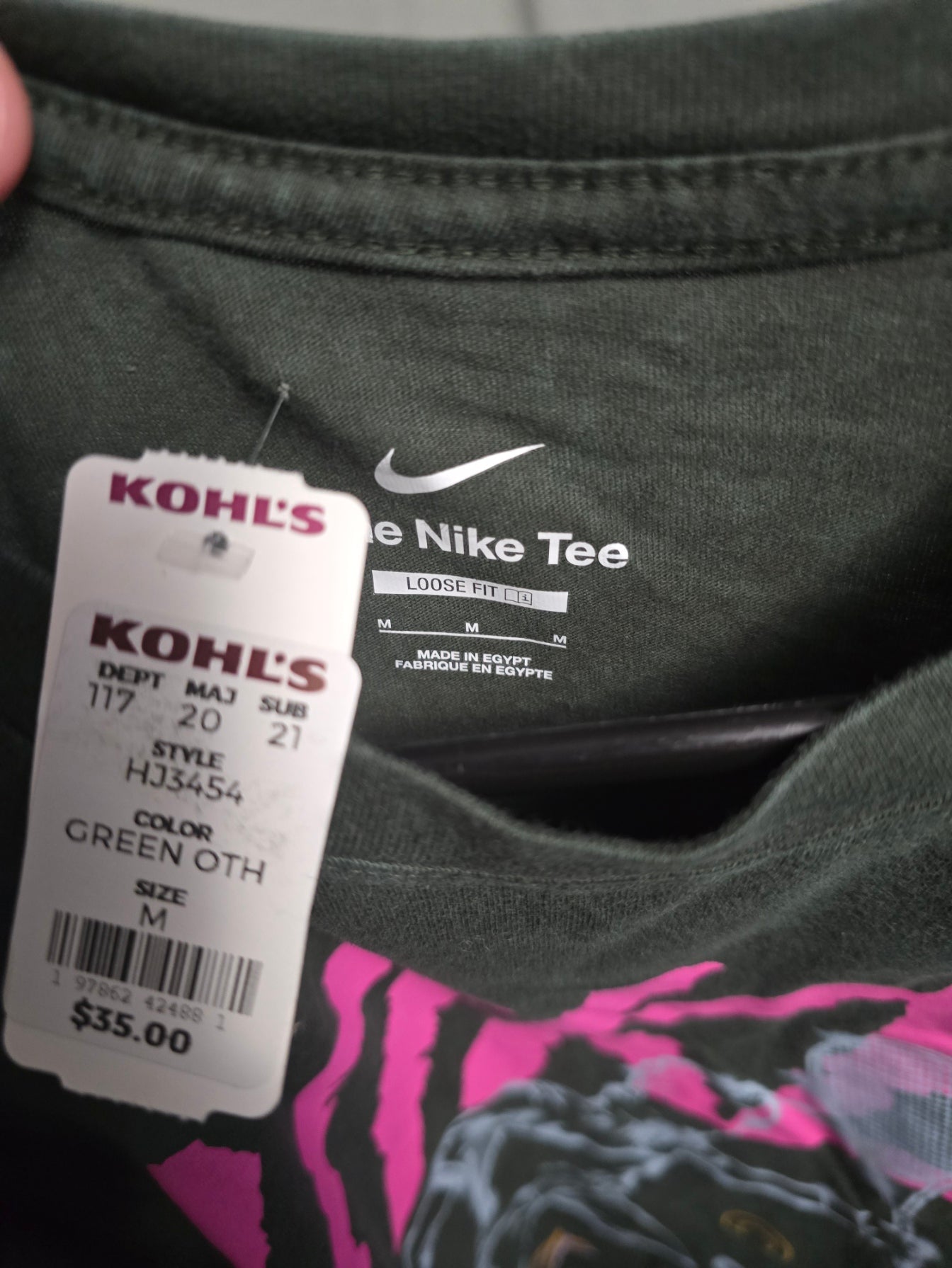 Nike Court Tennis Graphic T-Shirt Men's Medium Green Loose Fit Pink Logo NWT