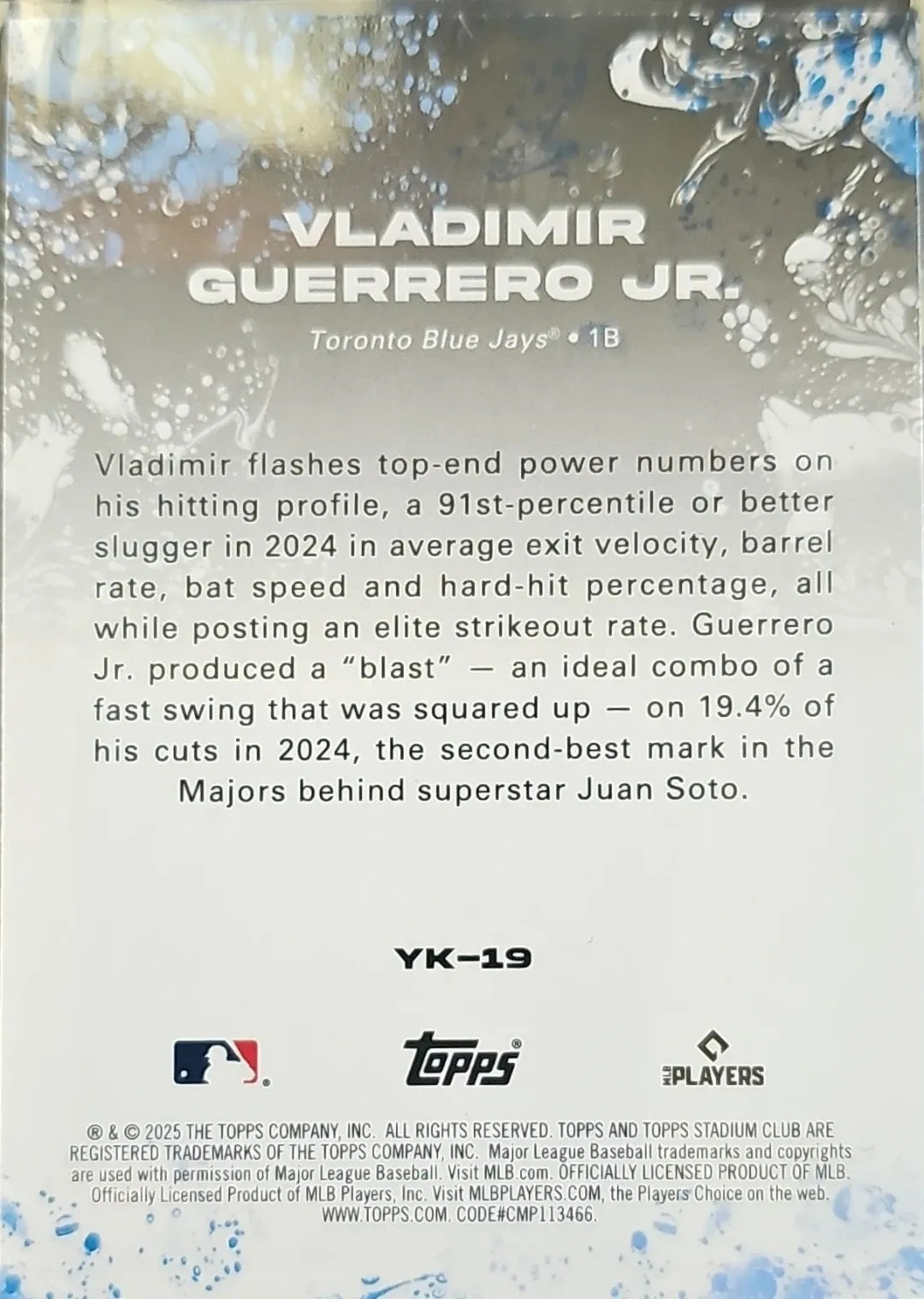 2025 Stadium Club #YK-19 Vladimir Guerrero Jr. Yours for the Taking