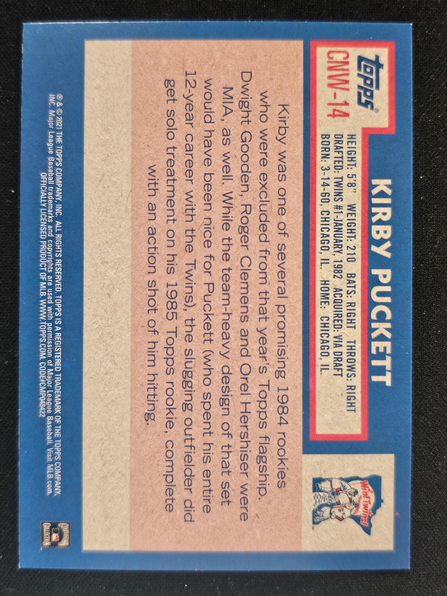 2021 Topps Update #CNW-14 Kirby Puckett Topps Cards That Never Were