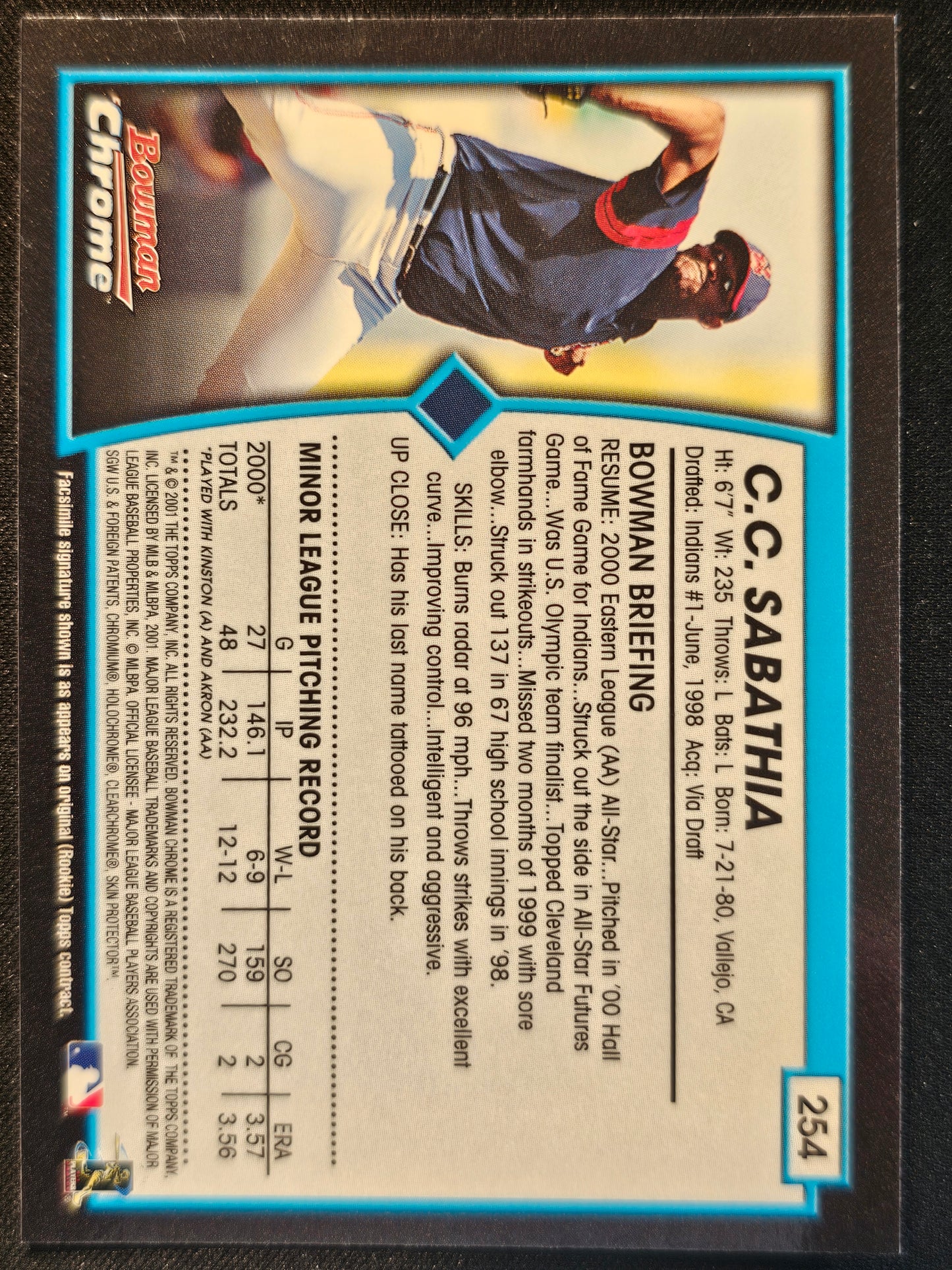 2001 Bowman Chrome #254 C.C. Sabathia