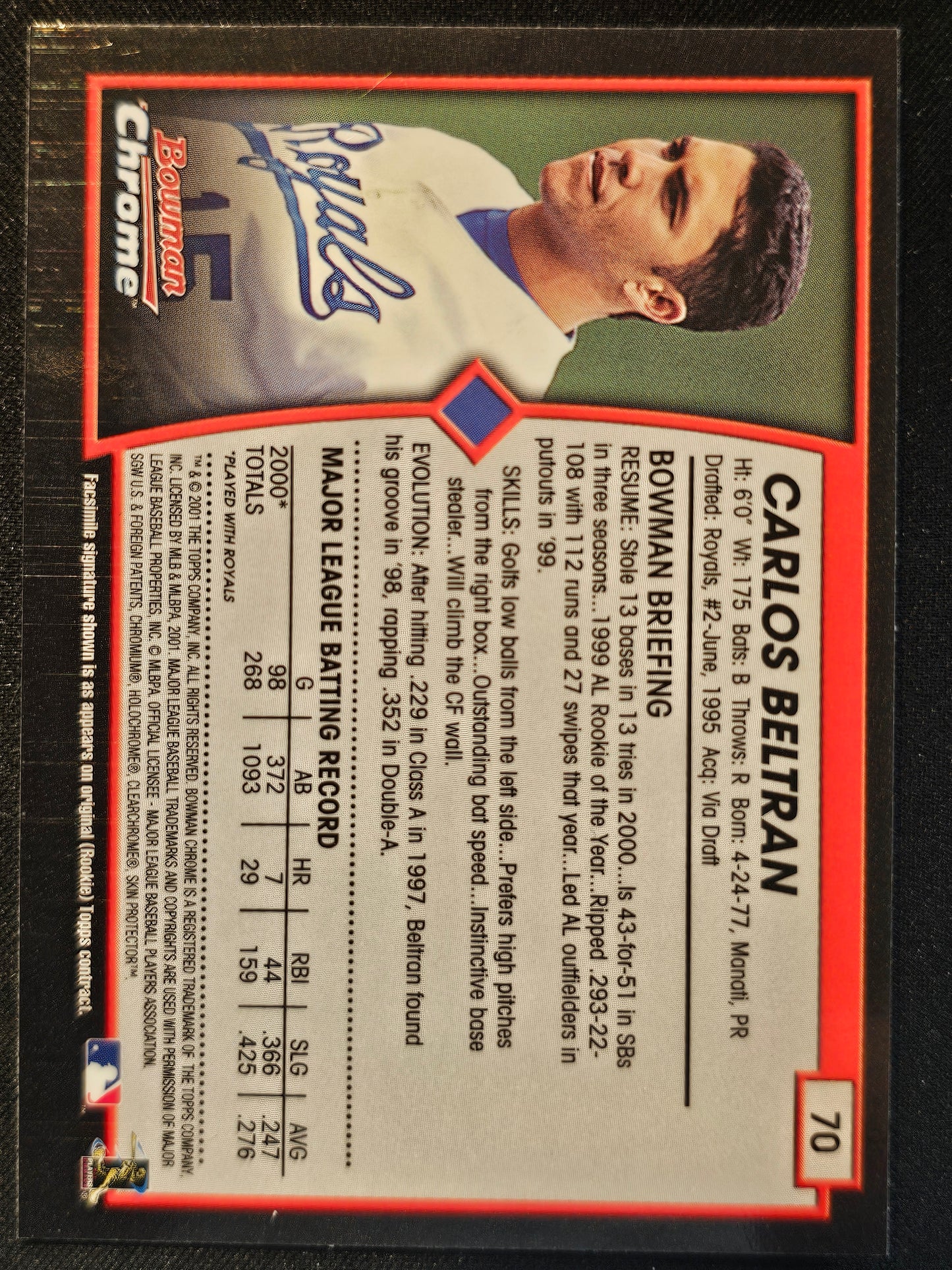 2001 Bowman Chrome #70 Carlos Beltran
