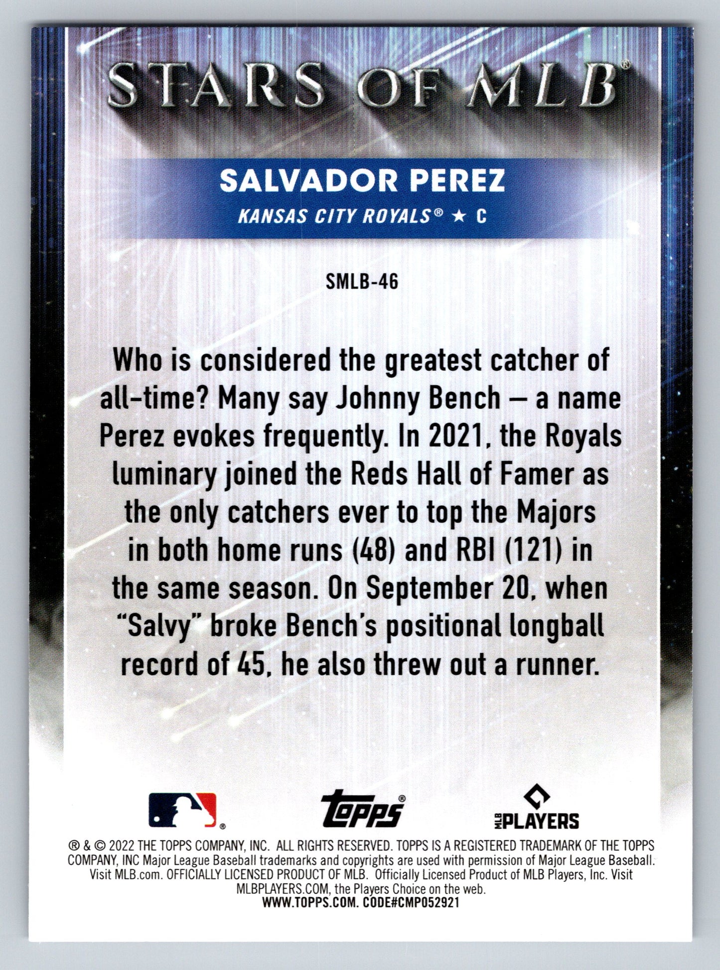 2022 Topps #SMLB-46 Salvador Perez Stars of MLB
