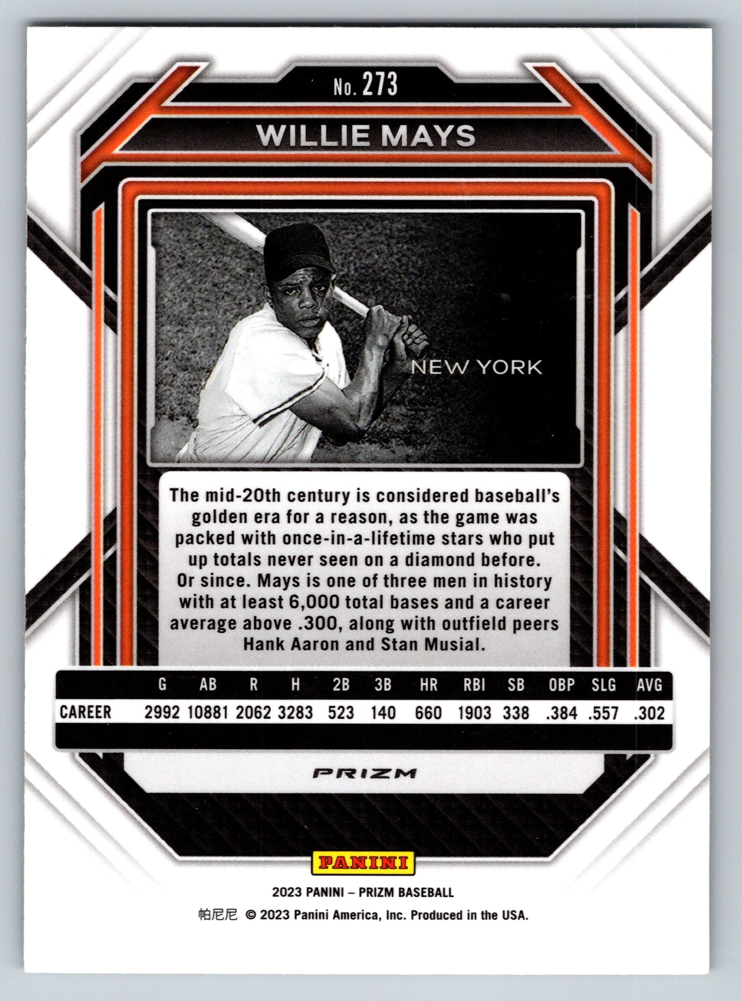 2023 Panini Prizm #273 Willie Mays Green Ice Prizms
