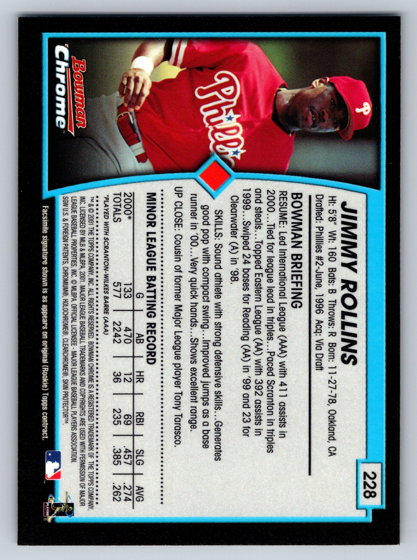 2001 Bowman Chrome #228 Jimmy Rollins