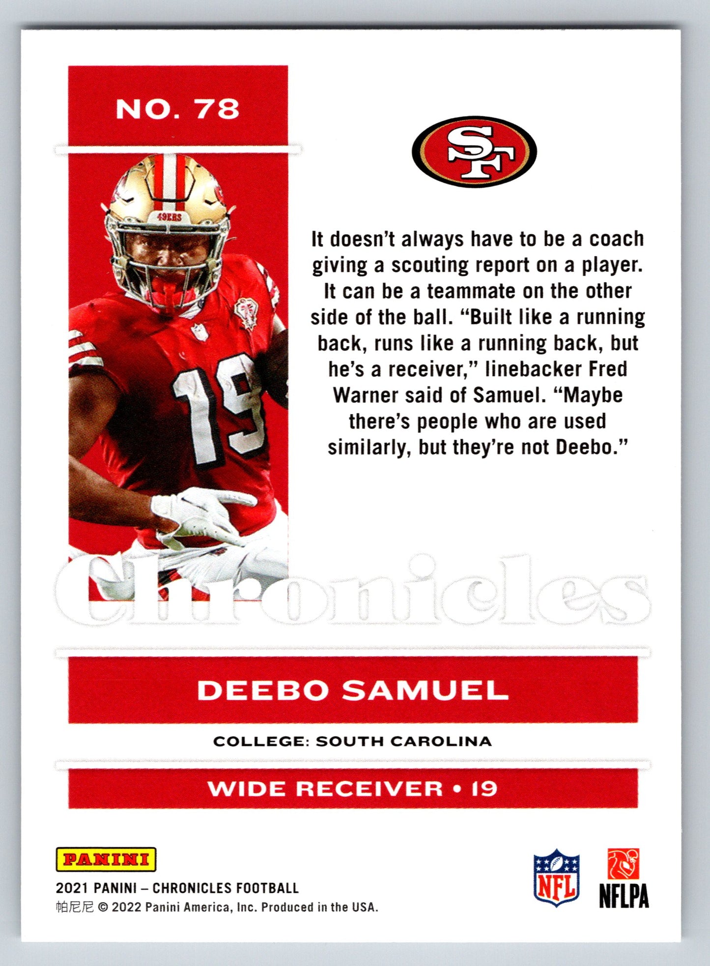 2021 Panini Chronicles #78 Deebo Samuel Green
