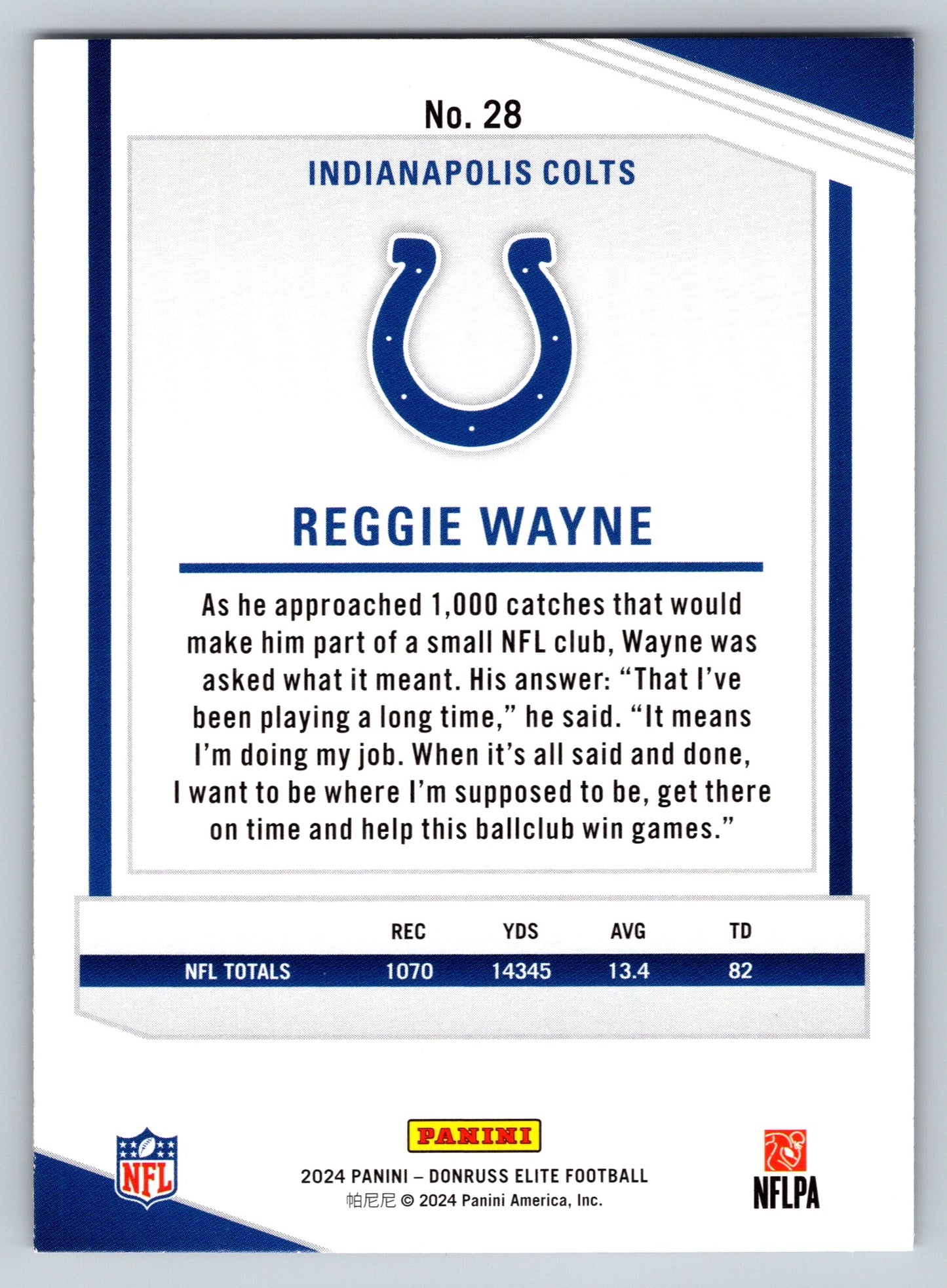 2024 Donruss Elite #28 Reggie Wayne