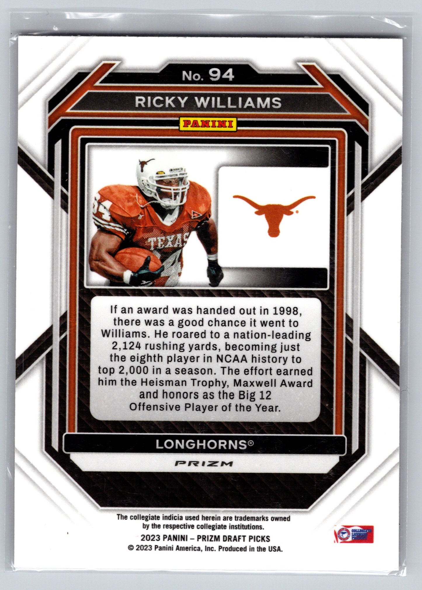2023 Panini Prizm Draft Picks #94 Ricky Williams Prizms Red Ice