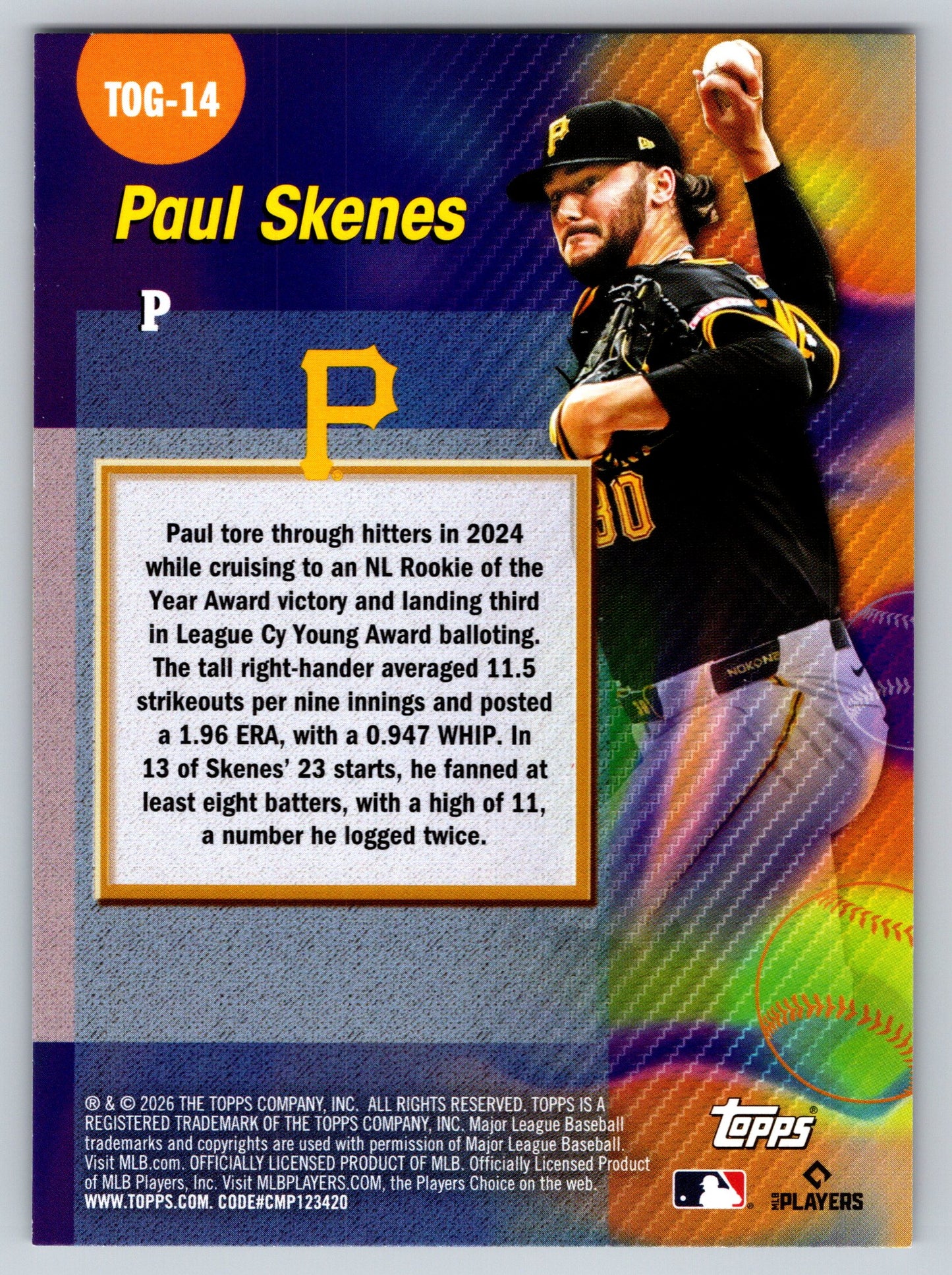 2026 Topps #TOG-14 Paul Skenes Titans of the Game