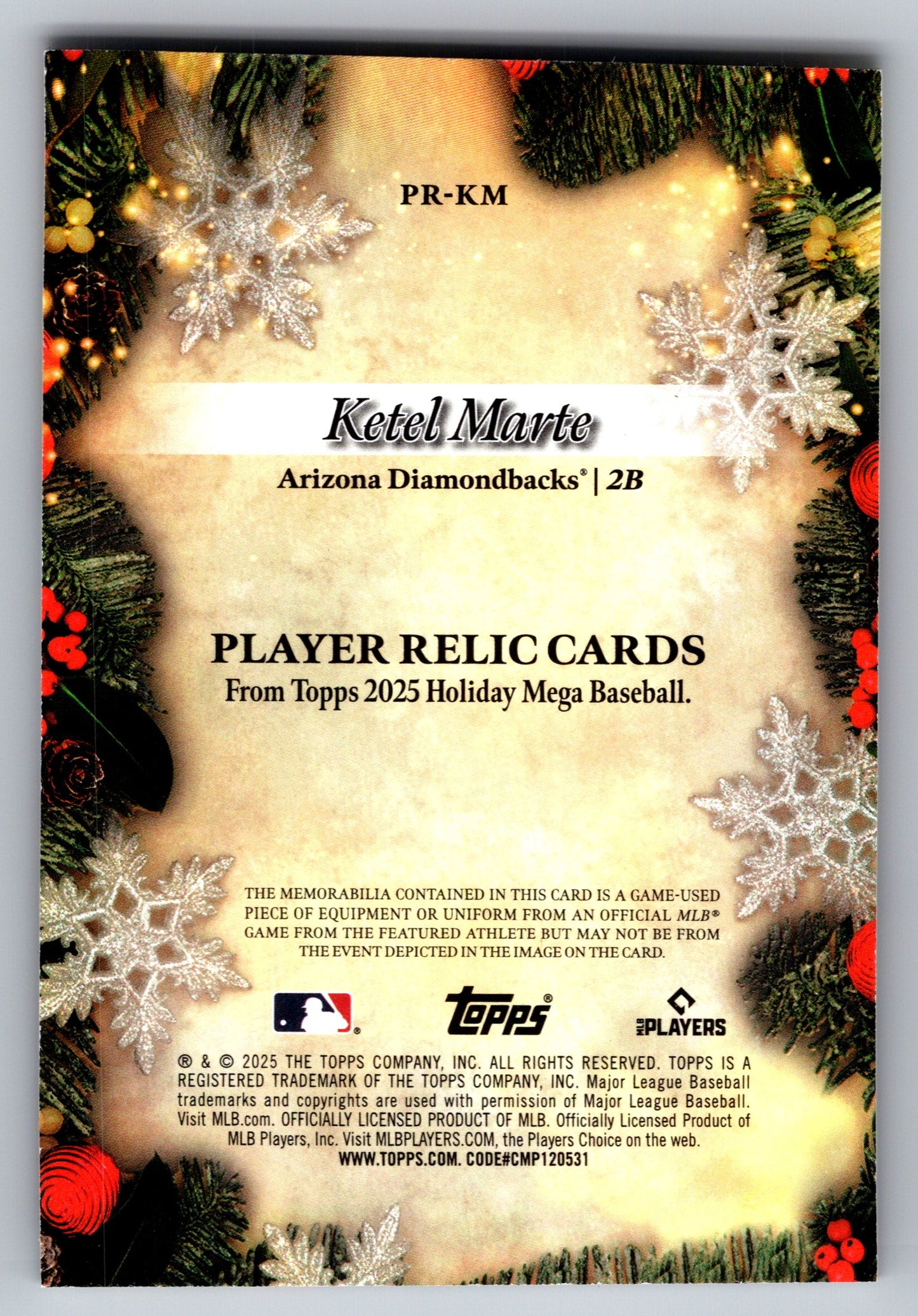 2025 Topps Holiday #PR-KM Ketel Marte Player Relics