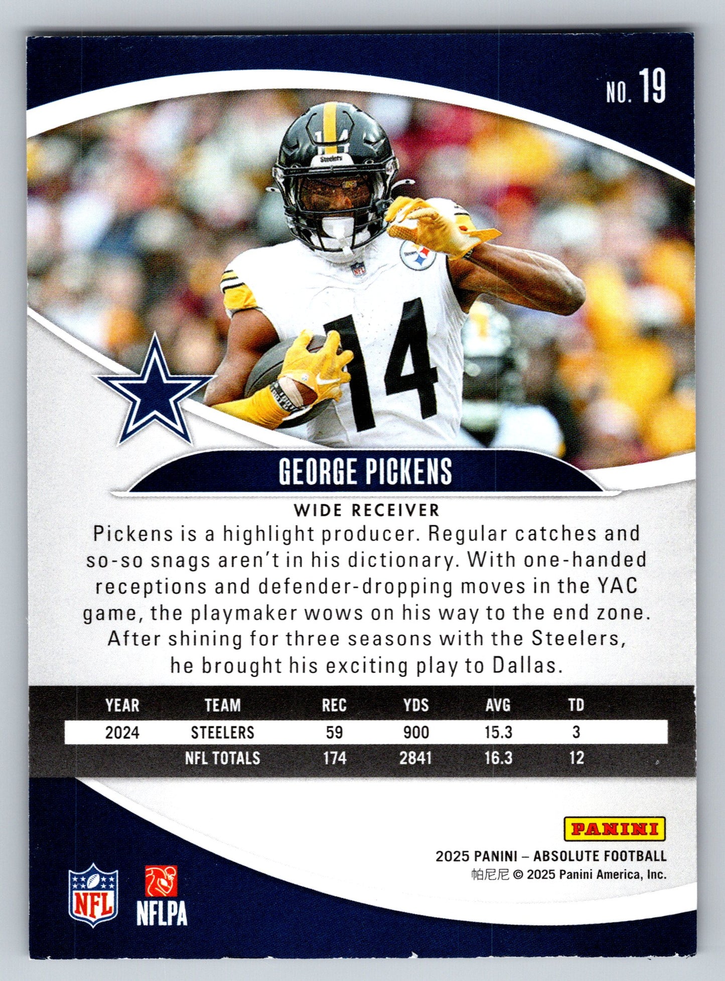 2025 Panini Absolute #19 George Pickens Yellow