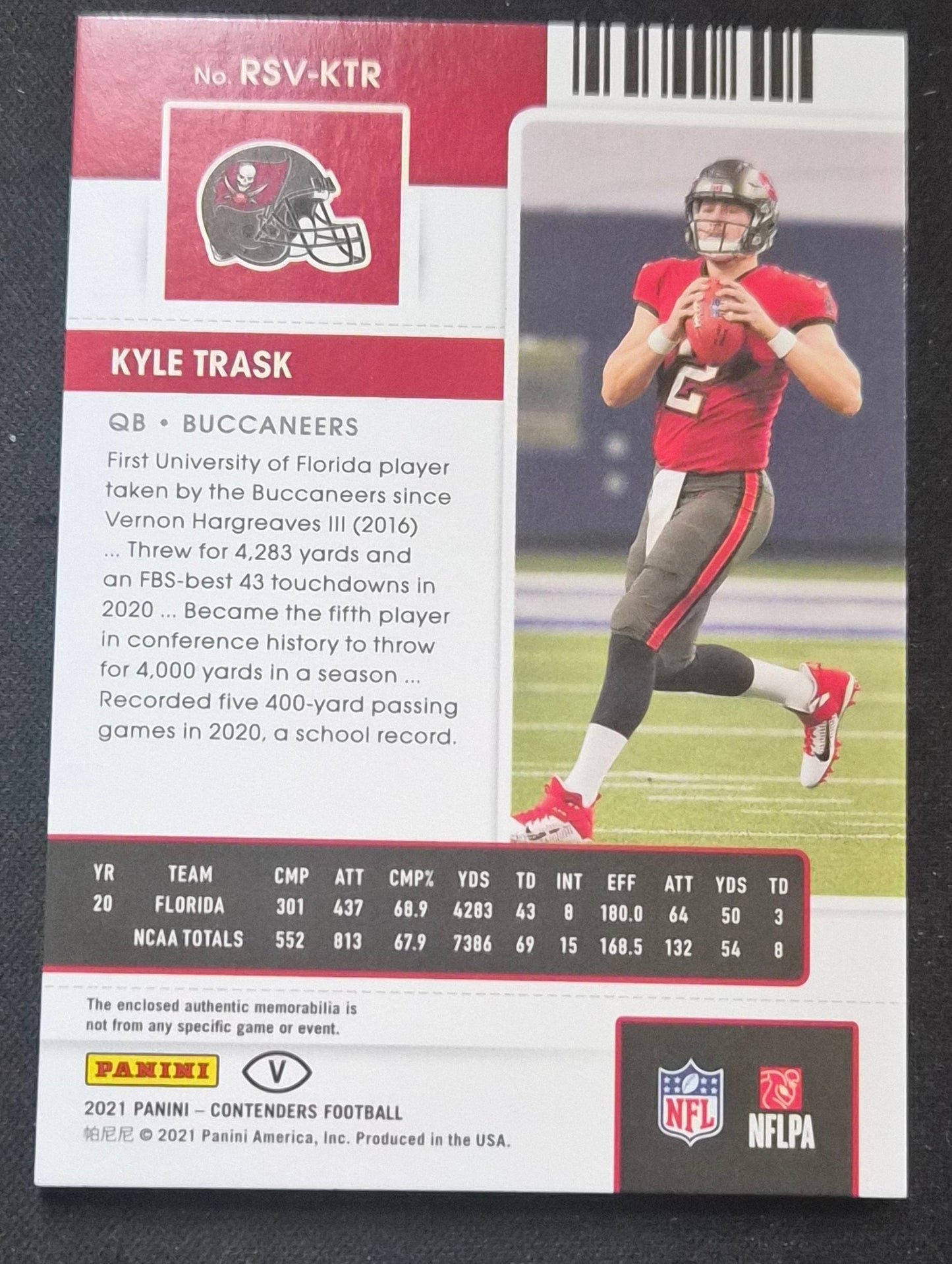 2021 Panini Contenders #RSV-KTR Kyle Trask Rookie Ticket Swatches Variation