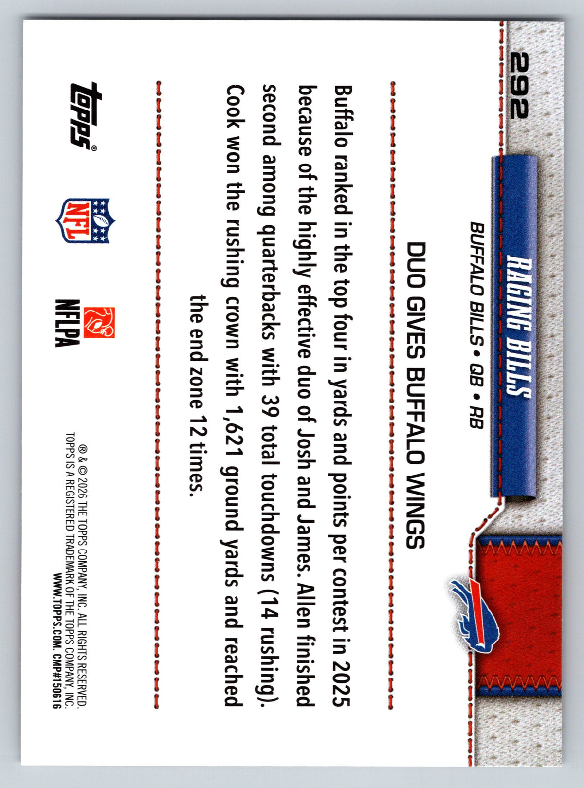 2026 Topps Flagship #292 Raging Bills