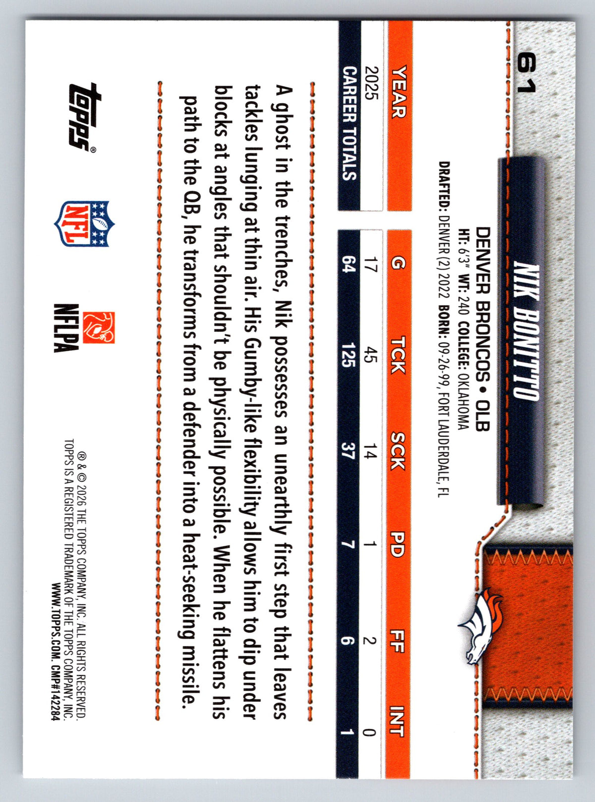 2026 Topps Flagship #61 Nik Bonitto
