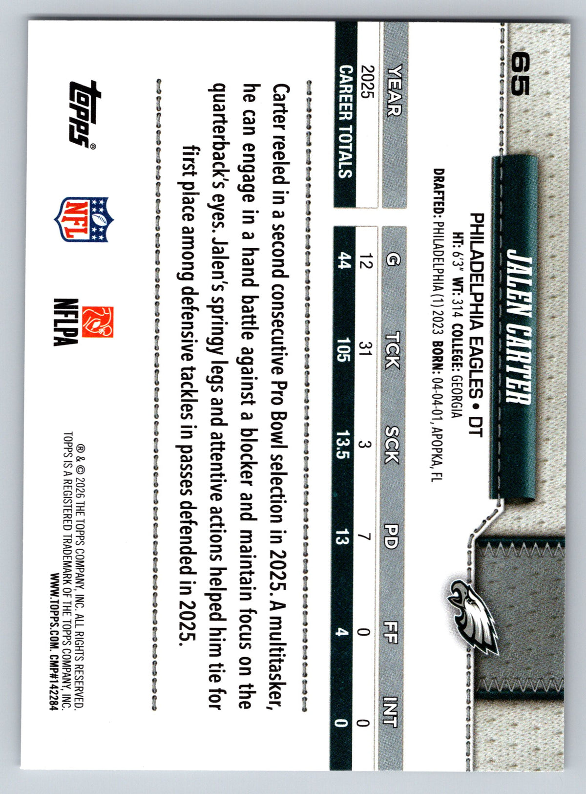 2026 Topps Flagship #65 Jalen Carter