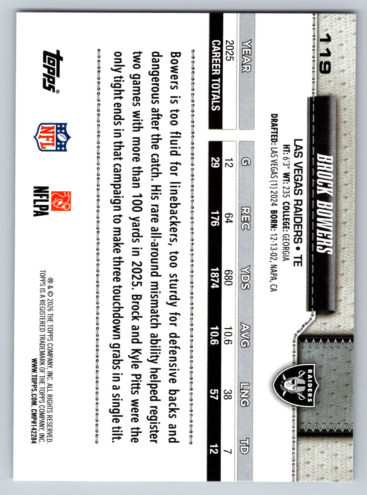 2026 Topps Flagship #119 Brock Bowers
