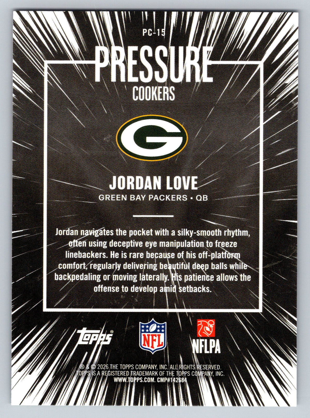 2026 Topps Flagship #PC-15 Jordan Love Pressure Cookers