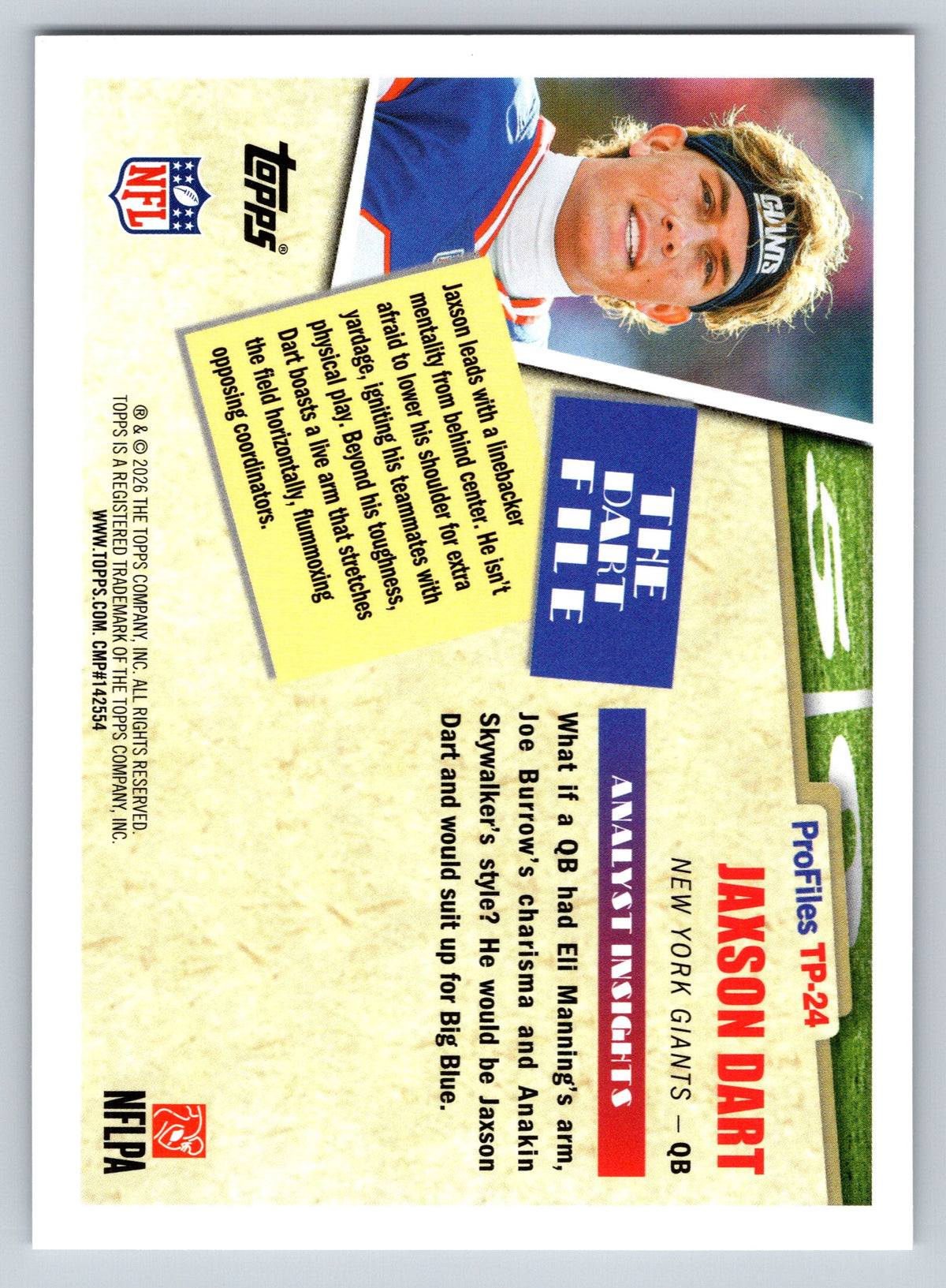2026 Topps Flagship #TP-24 Jaxson Dart Topps Profiles