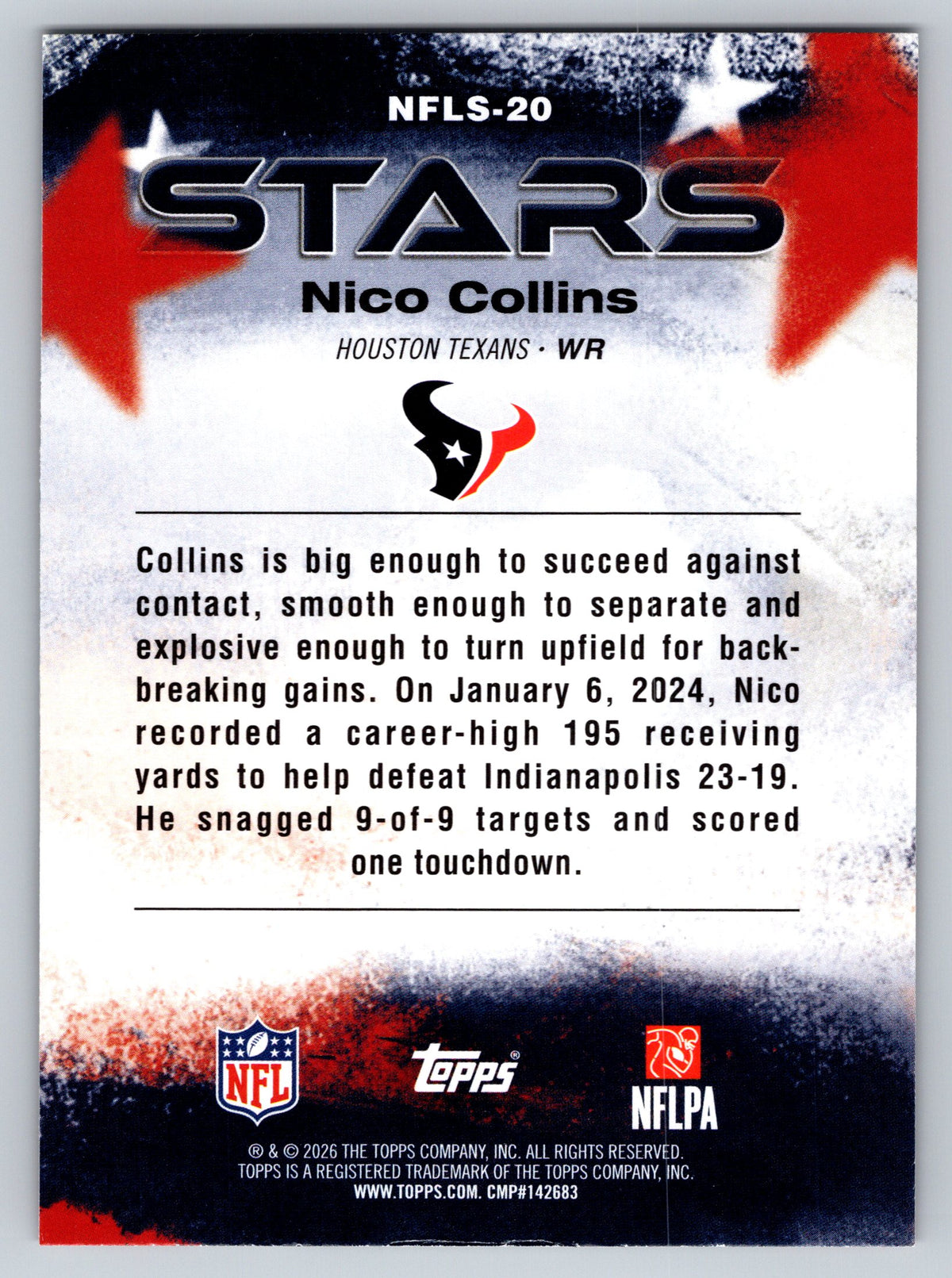 2026 Topps Flagship #NFLS-20 Nico Collins NFL Stars