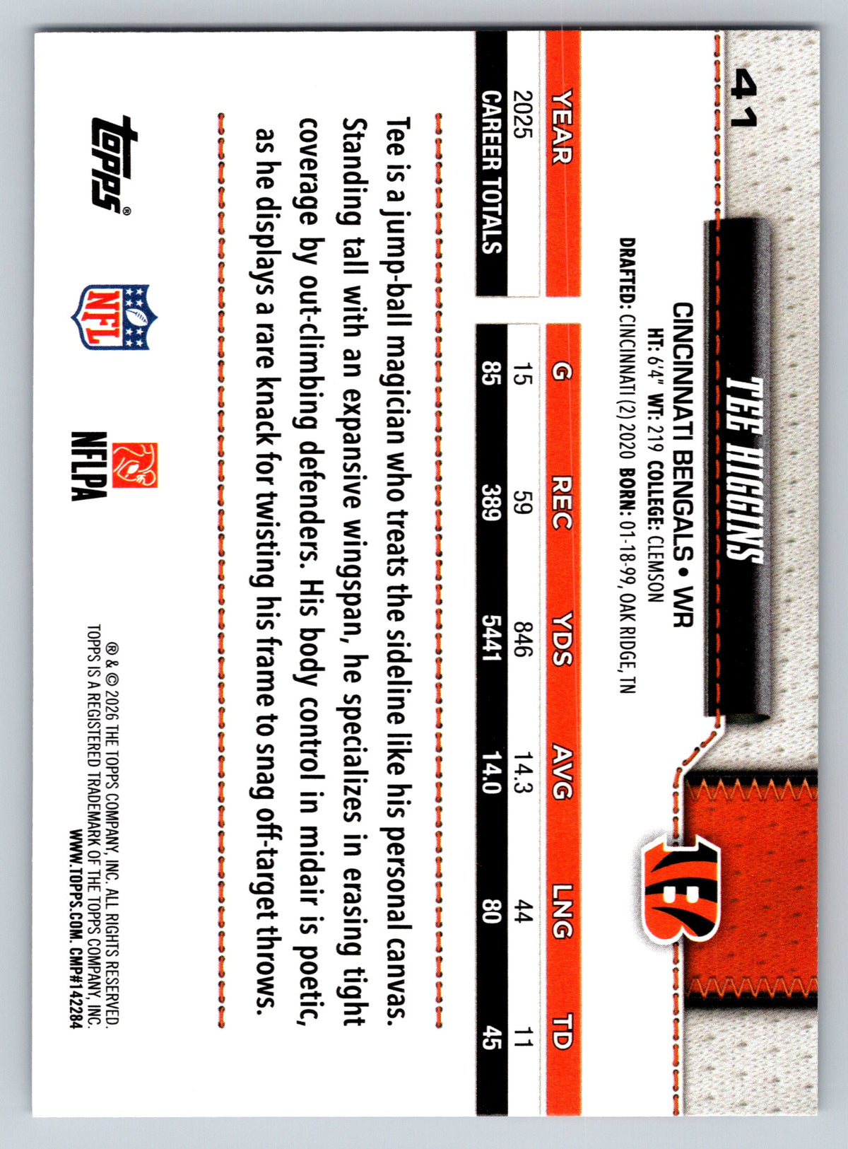 2026 Topps Flagship #41 Tee Higgins Sandglitter