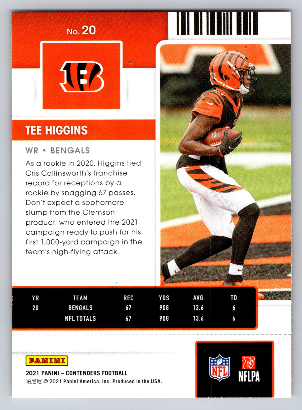 2021 Panini Contenders #20 Tee Higgins