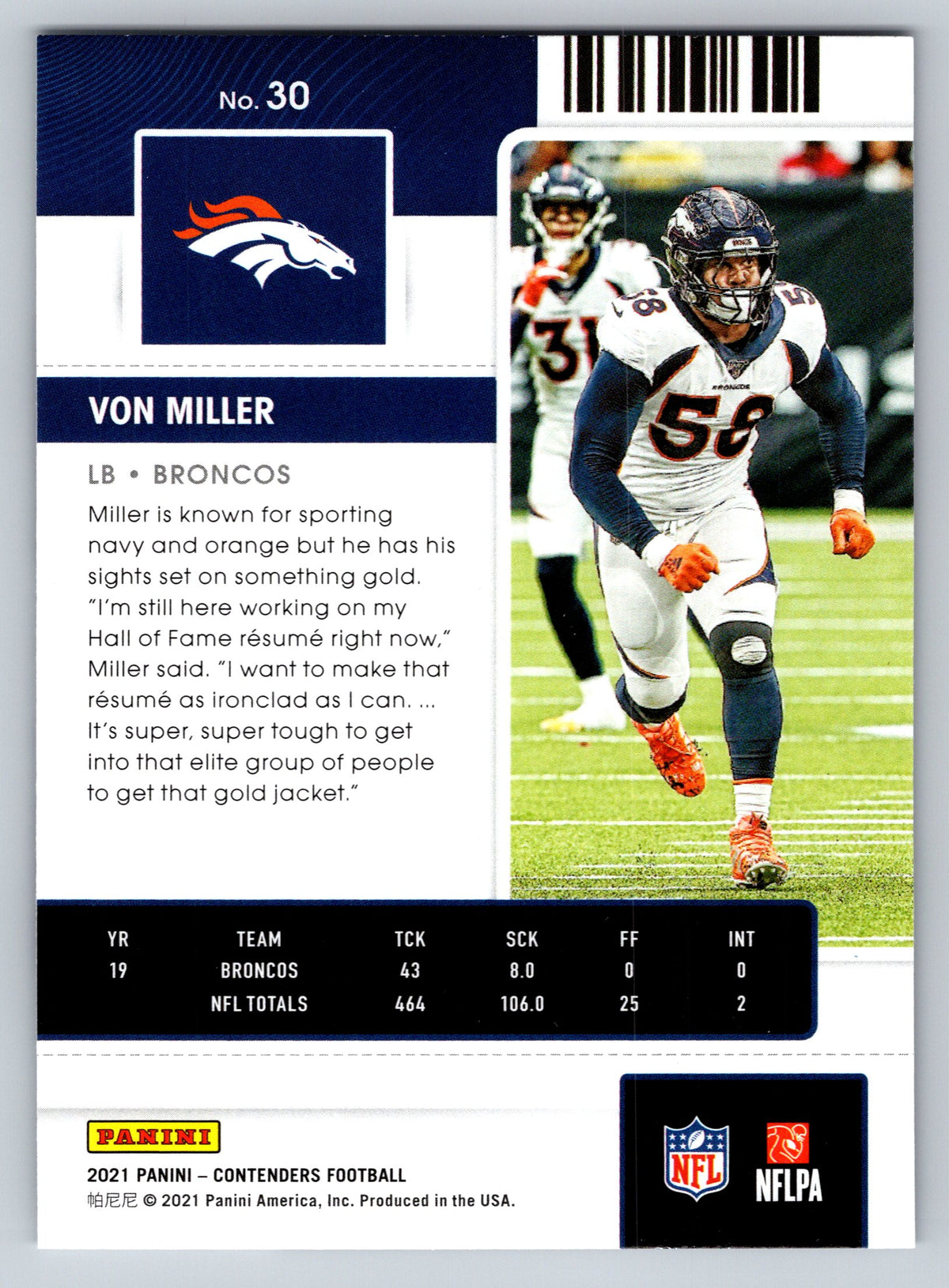 2021 Panini Contenders #30 Von Miller