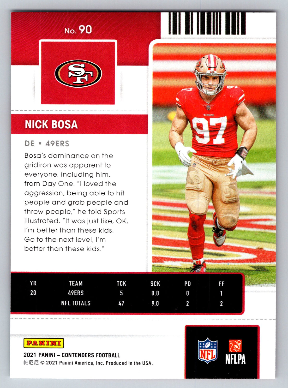 2021 Panini Contenders #90 Nick Bosa