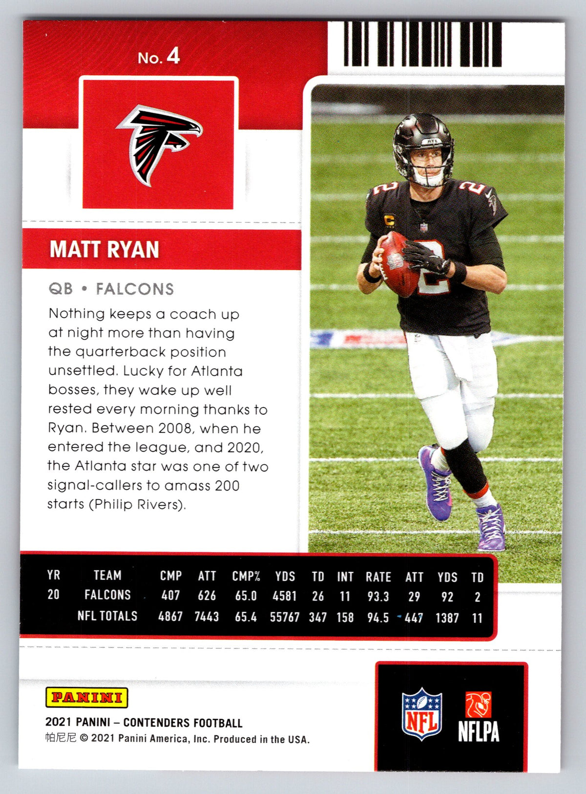 2021 Panini Contenders #4 Matt Ryan