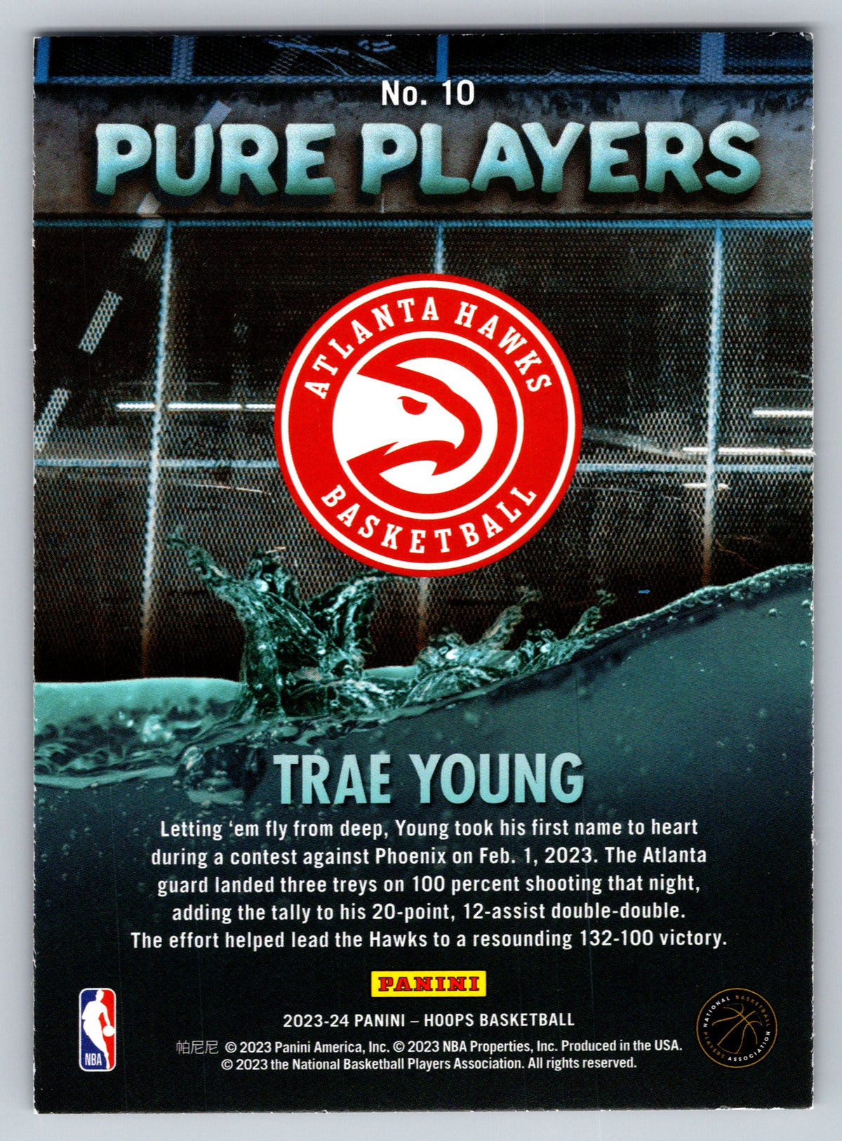 2023-24 Hoops #10 Trae Young Pure Players
