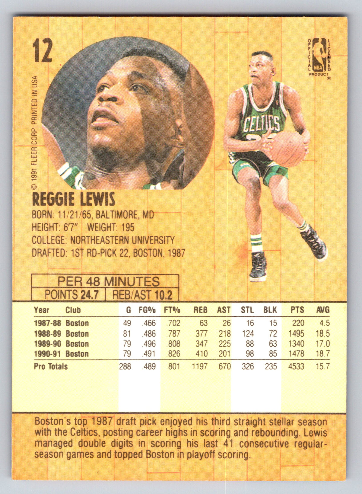 1991-92 Fleer #12 Reggie Lewis