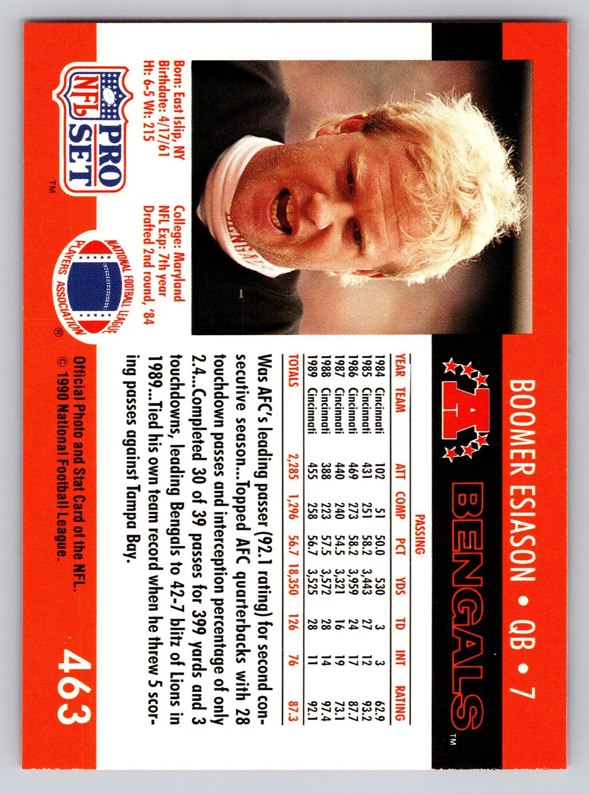 1990 Pro Set #463 Boomer Esiason