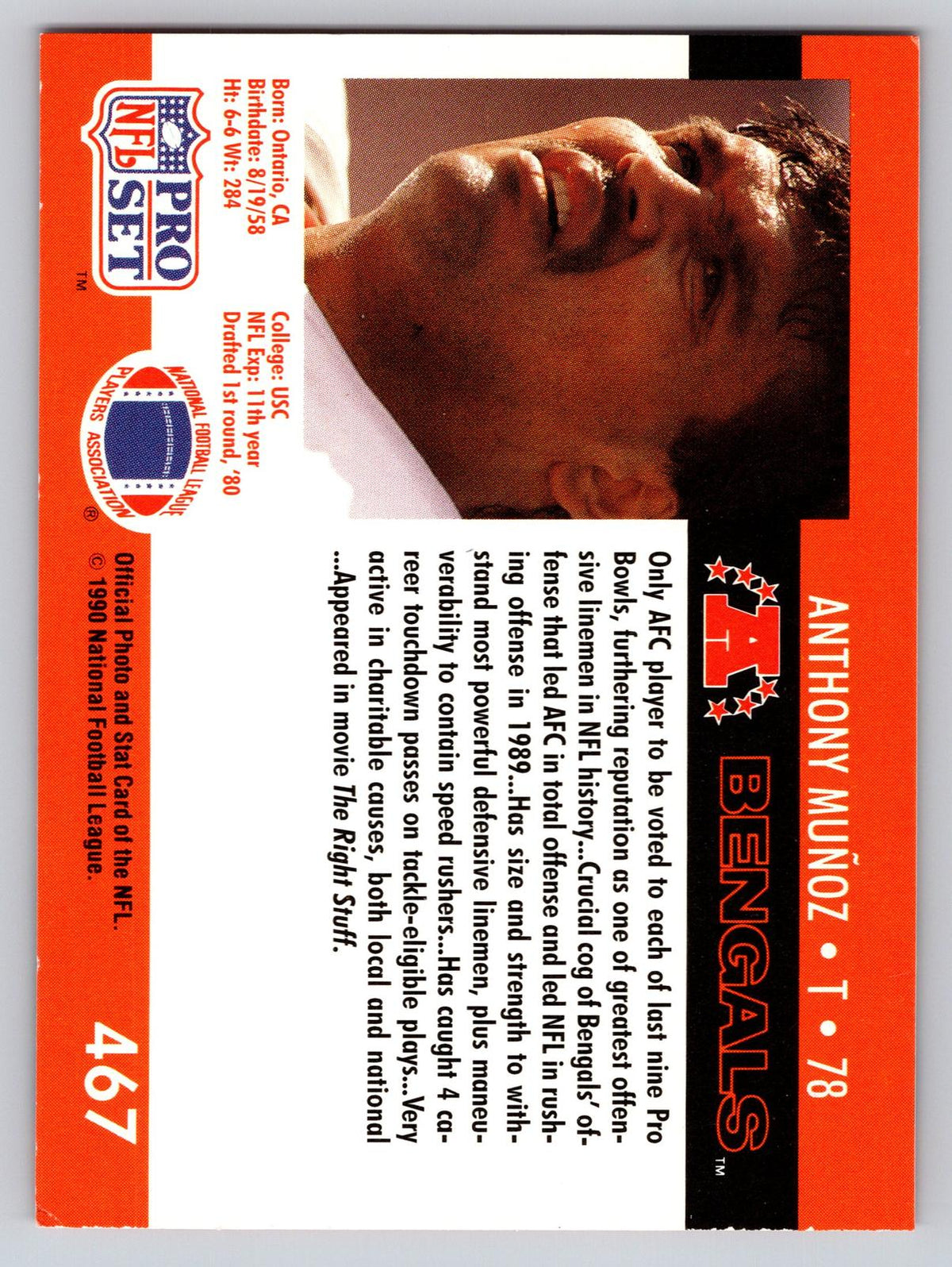 1990 Pro Set #467 Anthony Muñoz