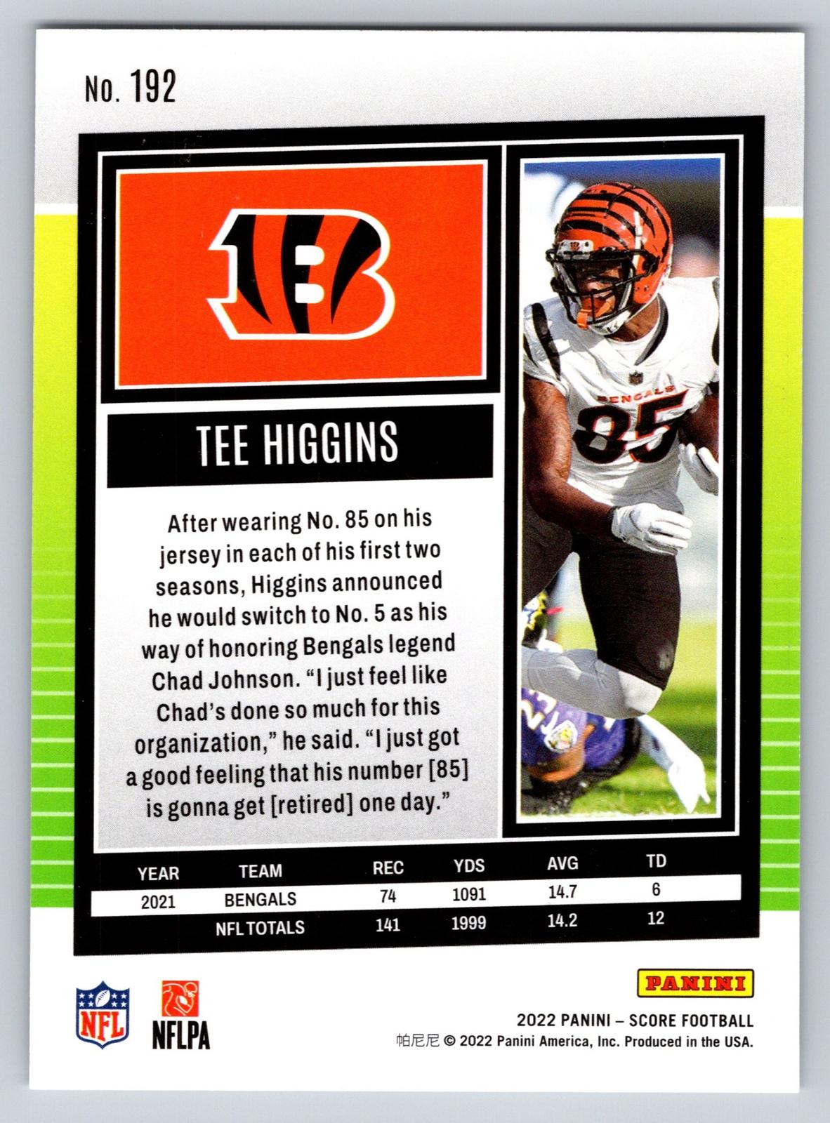 2022 Score #192 Tee Higgins