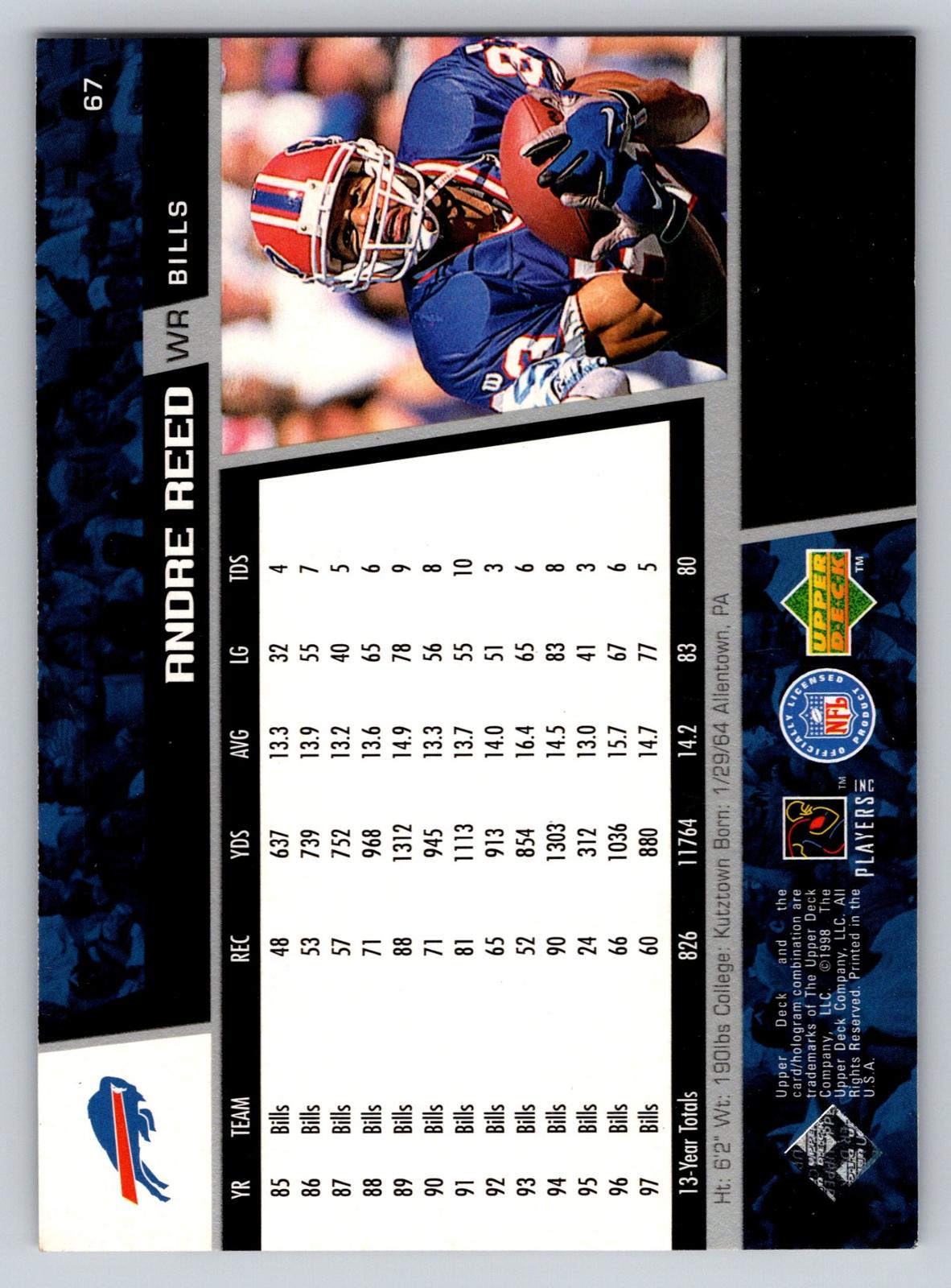 1998 Upper Deck #67 Andre Reed