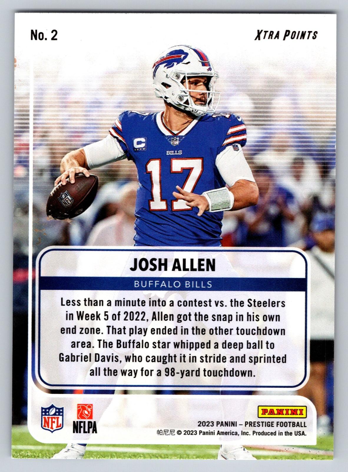 2023 Panini Prestige #2 Josh Allen For the Record