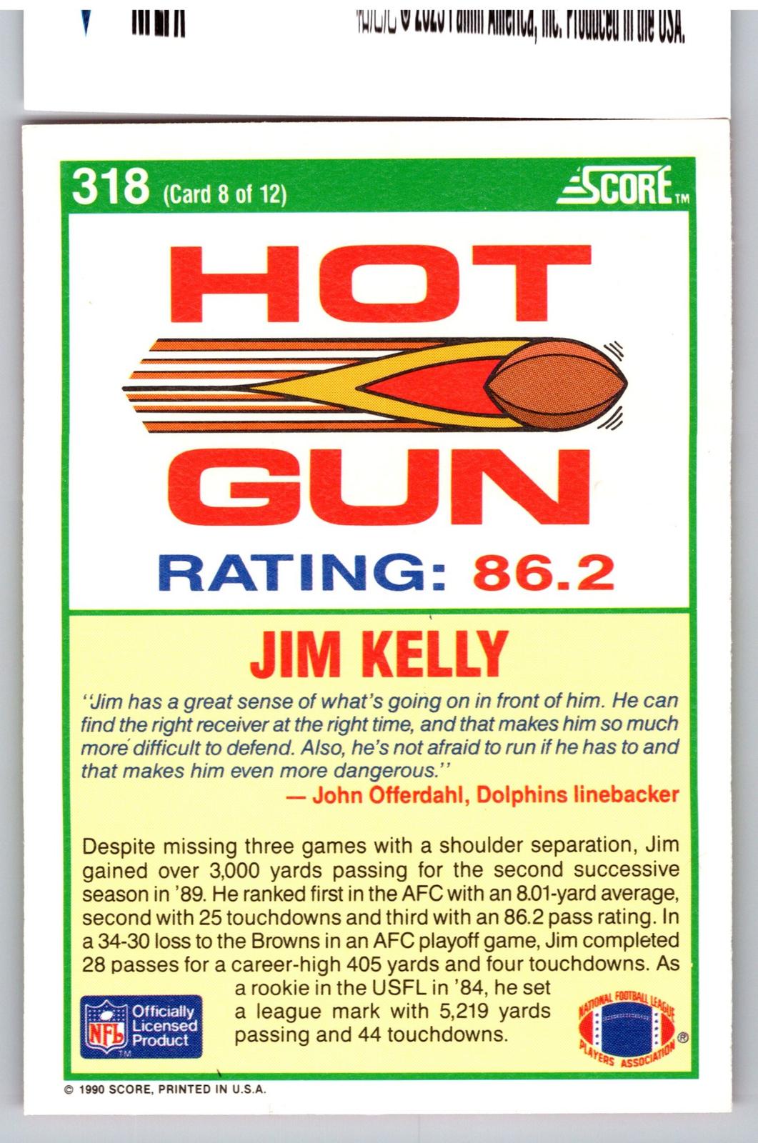 1990 Score #318 Jim Kelly