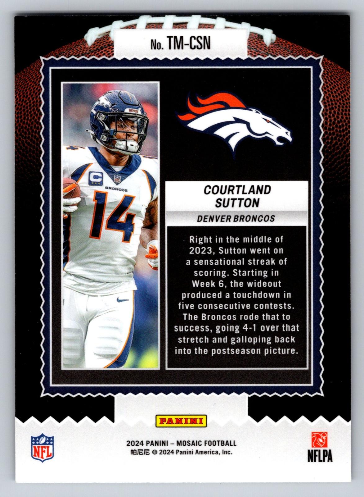 2024 Panini Mosaic #TM-CSN Courtland Sutton Touchdown Masters