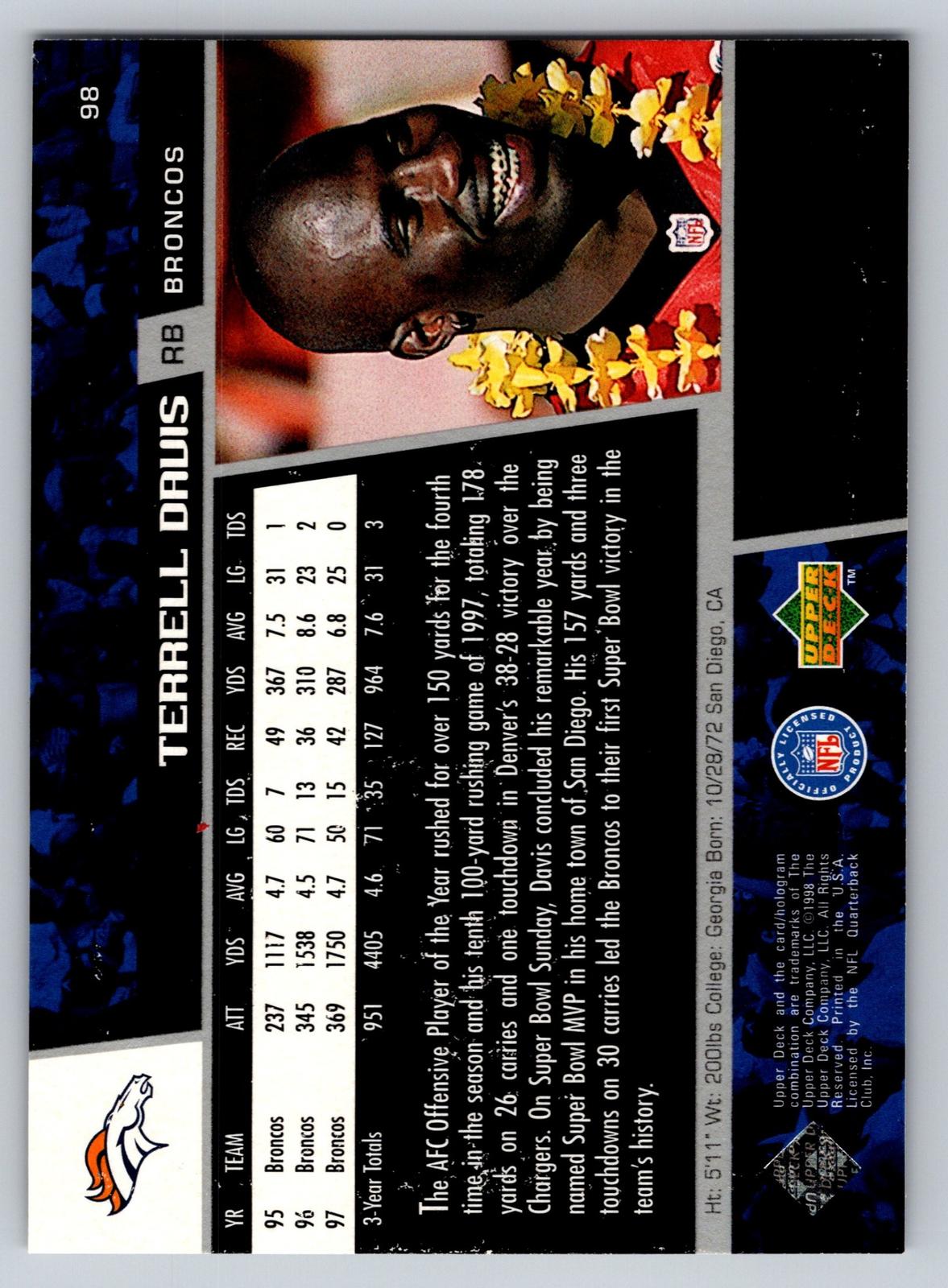 1998 Upper Deck #98 Terrell Davis