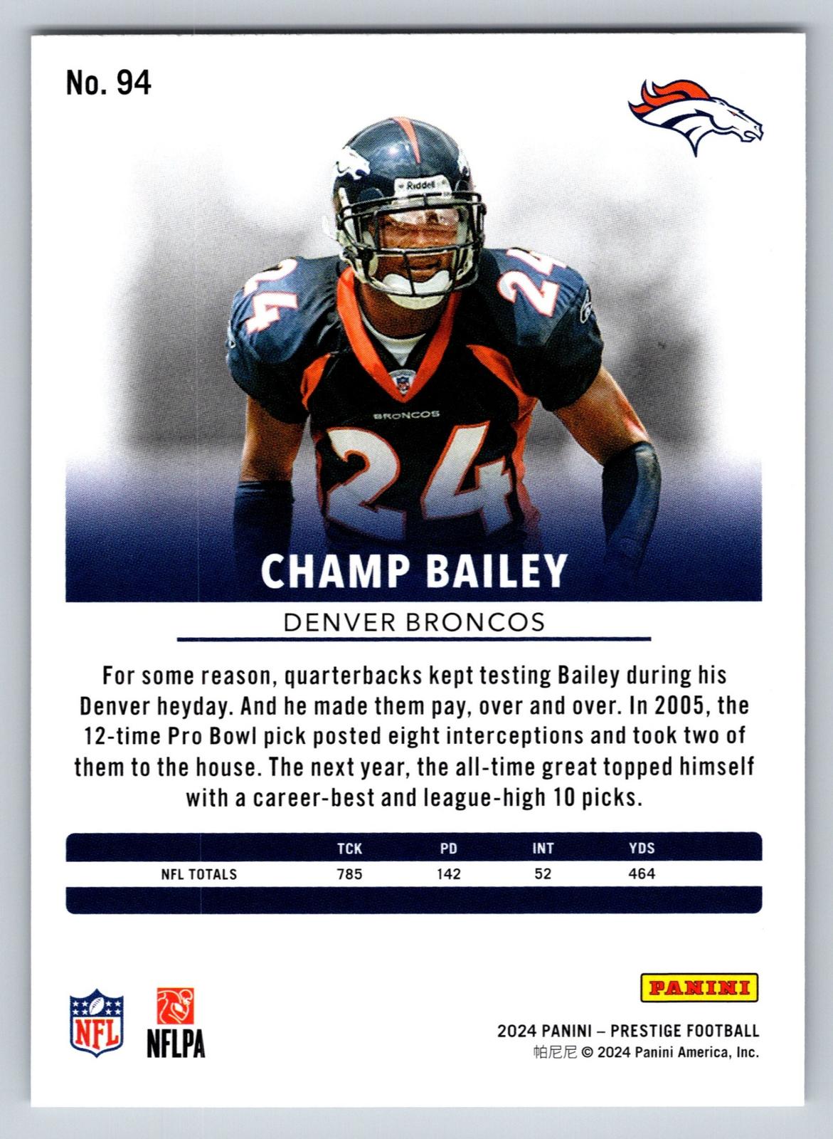 2024 Panini Prestige #94 Champ Bailey