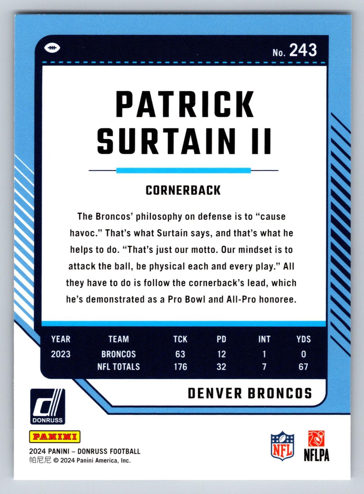 2024 Donruss #243 Patrick Surtain II