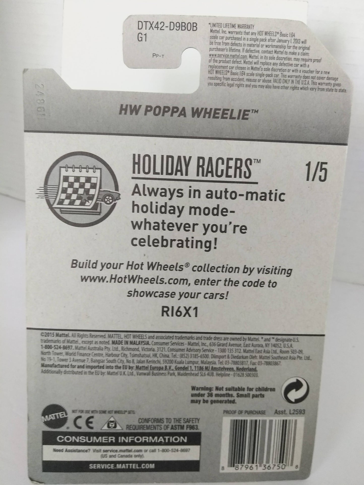 2017 Hot Wheels Holiday Racers - Halloween - Poppa Wheelie