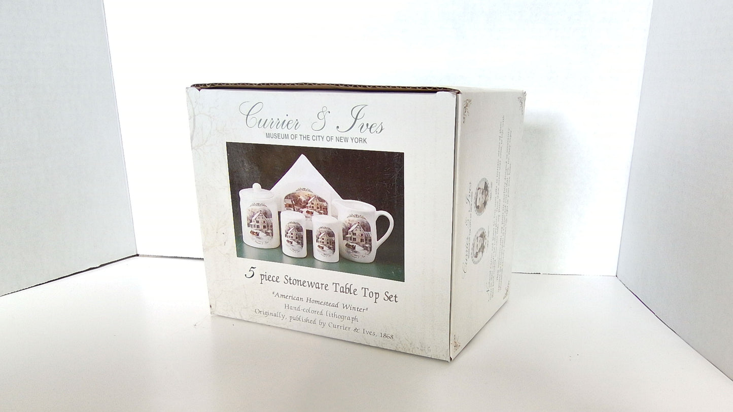 Currier & Ives 5 - Piece Stoneware Tabe Top Set