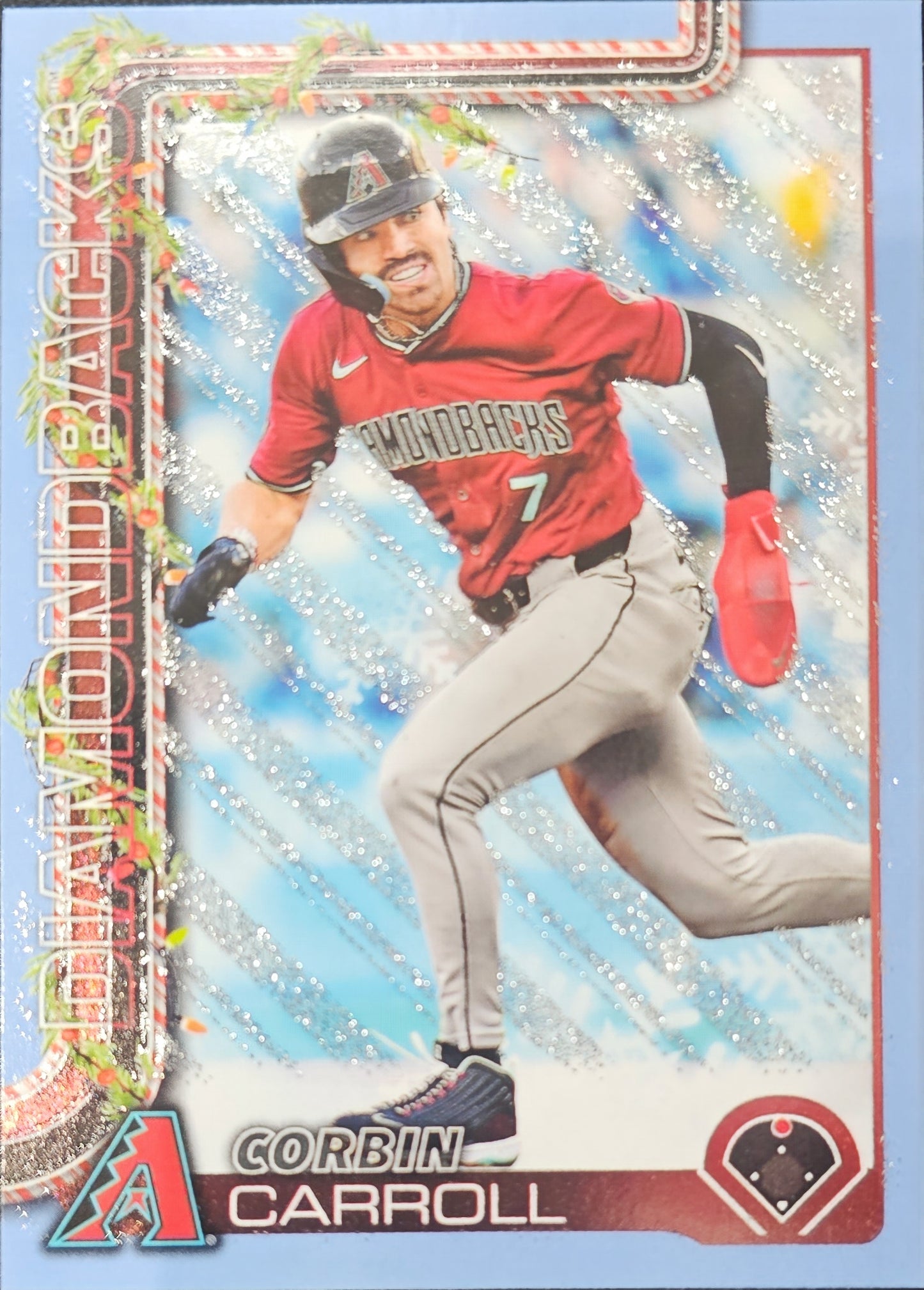 Corbin Carroll = 2025 Topps Holiday Light Blue White Glitter