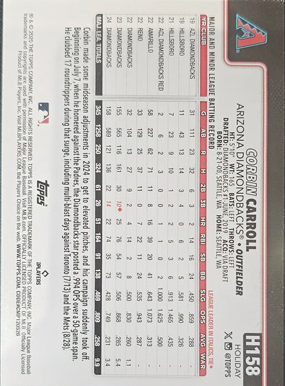 Corbin Carroll = 2025 Topps Holiday Light Blue White Glitter