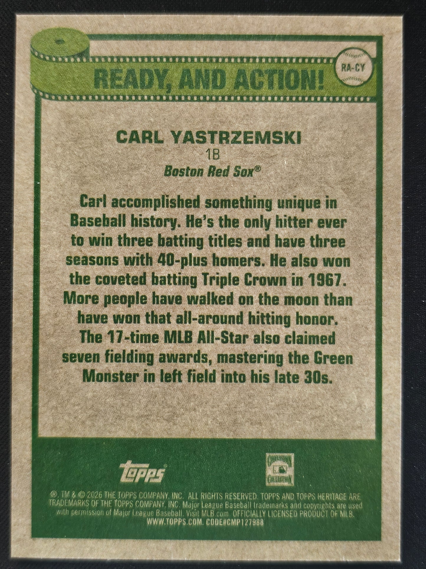 2026 Topps Heritage #RA-CY Carl Yastrzemski Ready, and Action!