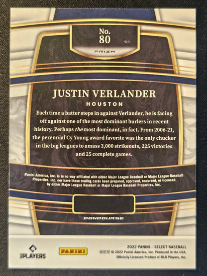 2022 Panini Select #80 Justin Verlander Scope