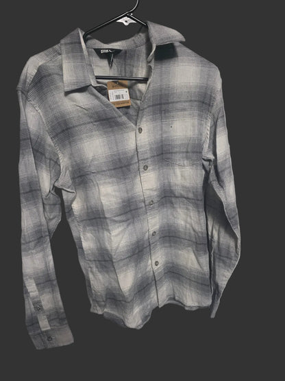 Eddie Bauer Men's Field Flannel Flex Shirt Gray Plaid Long Sleeve Size Small NWT