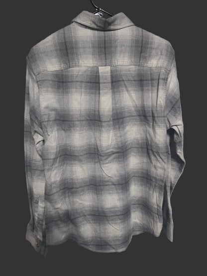 Eddie Bauer Men's Field Flannel Flex Shirt Gray Plaid Long Sleeve Size Small NWT