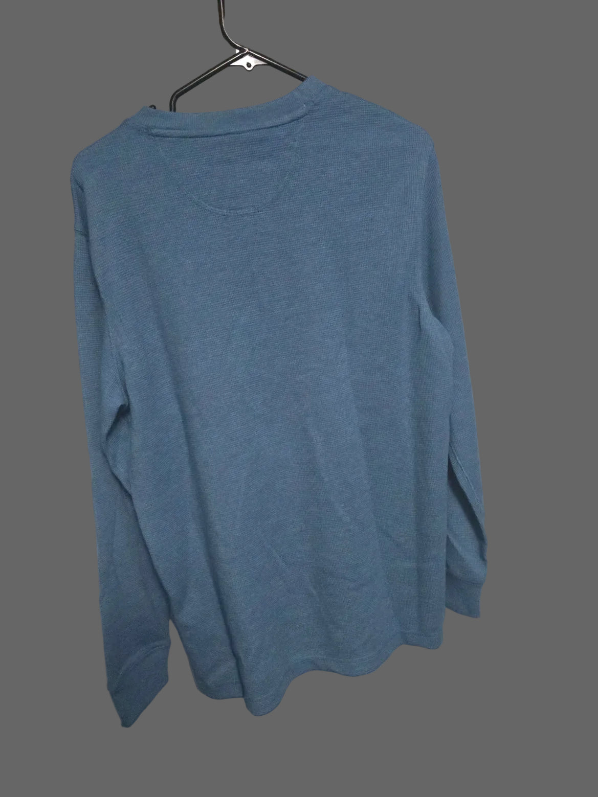 Eddie Bauer Men's Thermal Henley Shirt Medium Seablue Long Sleeve Waffle Knit
